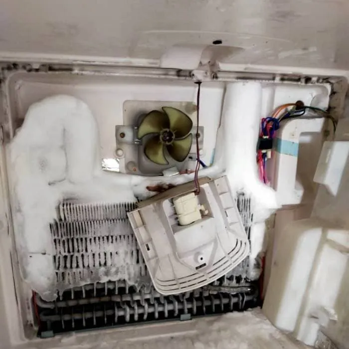 Repairing frost buildup and fan issues inside fridge